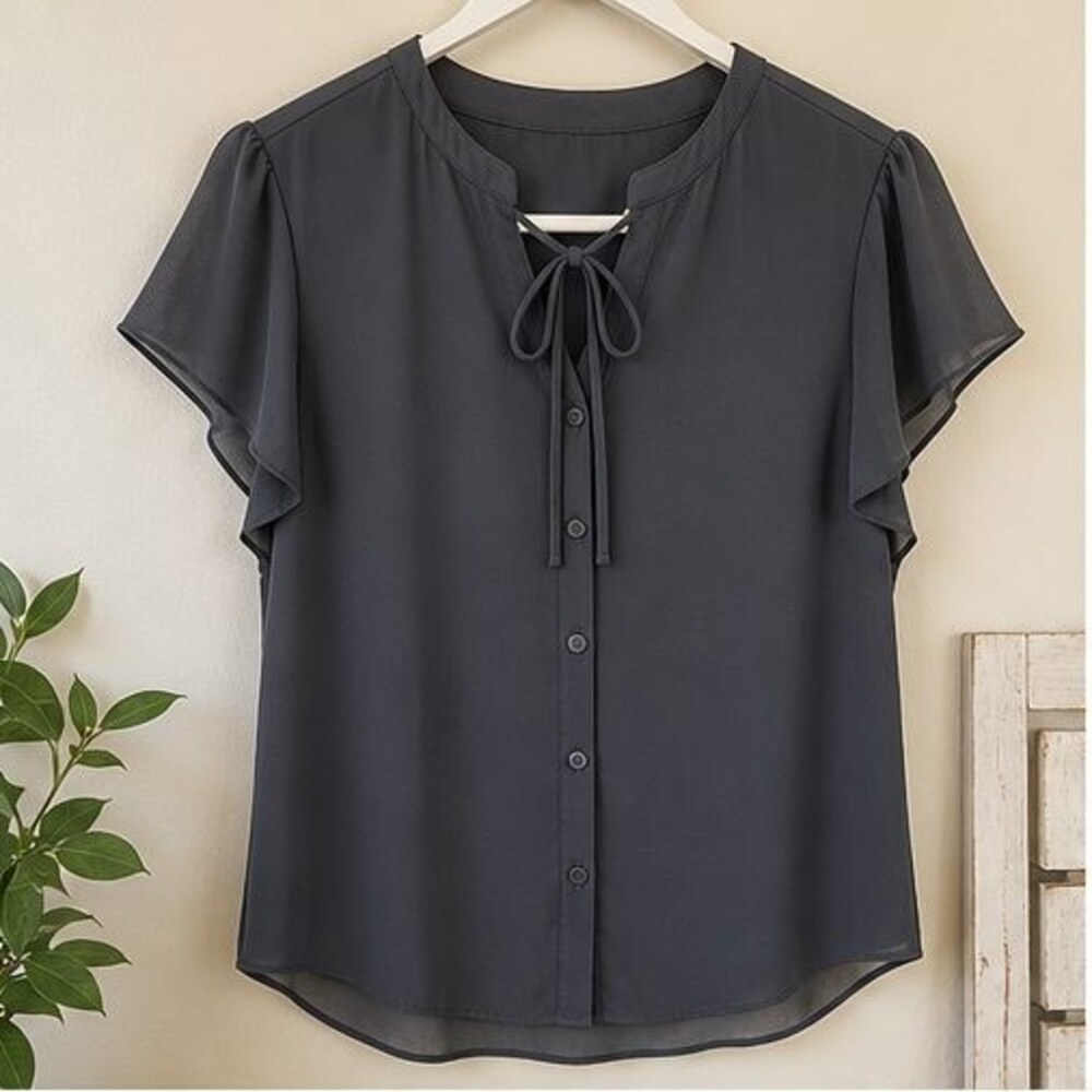 Charcoal V Neck Top